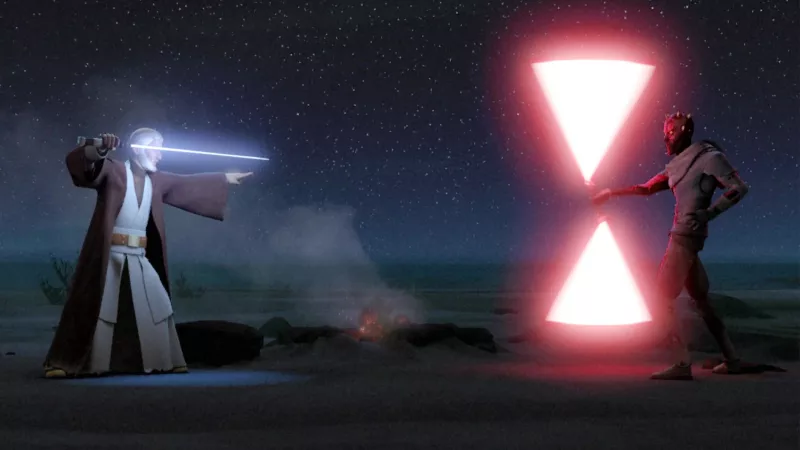 The prequel and original trilogies literally clashing in Star Wars Rebels.